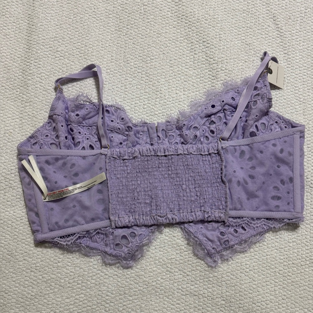 NWT Anthropologie XL The Giselle Lace Bustier Lavende Eyelet Edition - Picture 10 of 11